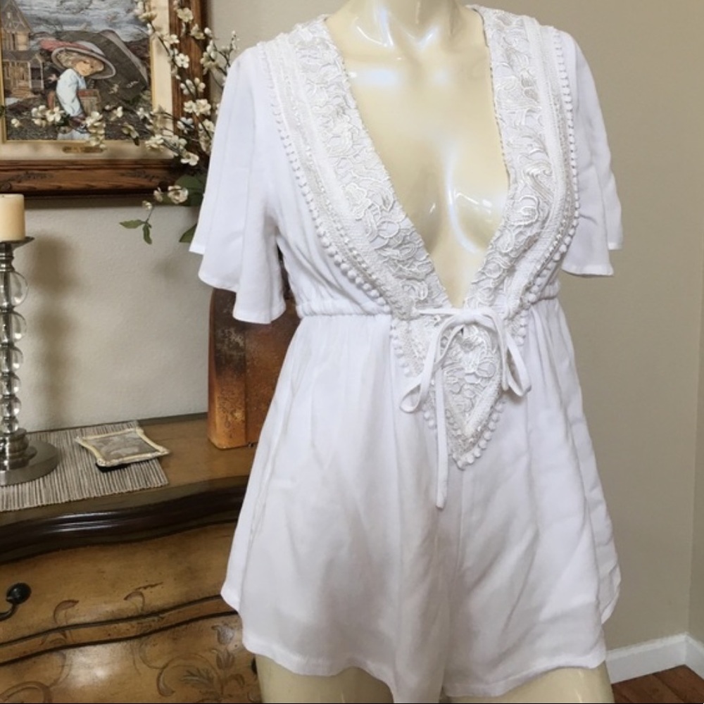 White LF Indikah Lace Romper